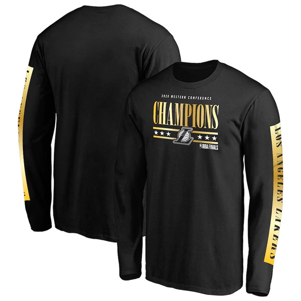 Men's Los Angeles Lakers Black 2020 Western Conference Champions Game Lead Long Sleeve NBA T-Shirt